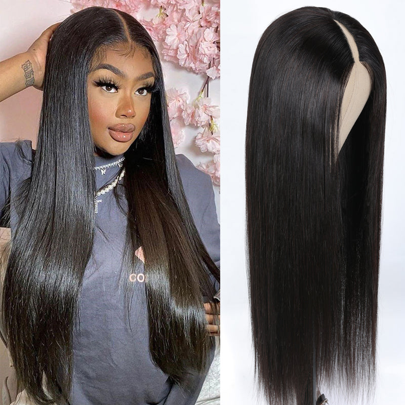 Sunber No Glue Straight V Part Wigs Beginner Friendly No Leave Out New Lace Human Hair Wig Huge Sale