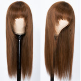 Sunber Chocolate Brown Layer Cut Straight Glueless Wigs Affordable Human Hair Wigs