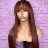 BOGO Sunber Chocolate Brown Layer Cut Straight Glueless Wigs Affordable Human Hair Wigs