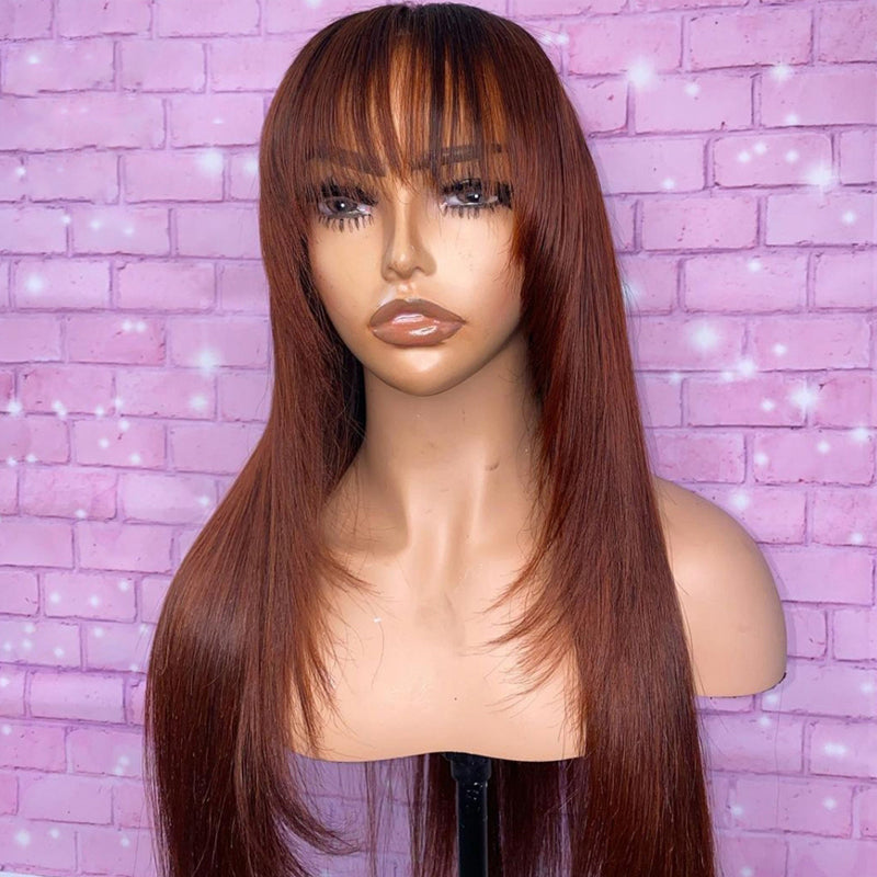 Flash Sale Sunber Chocolate Brown Layer Cut Straight Glueless Wigs Affordable Human Hair Wigs