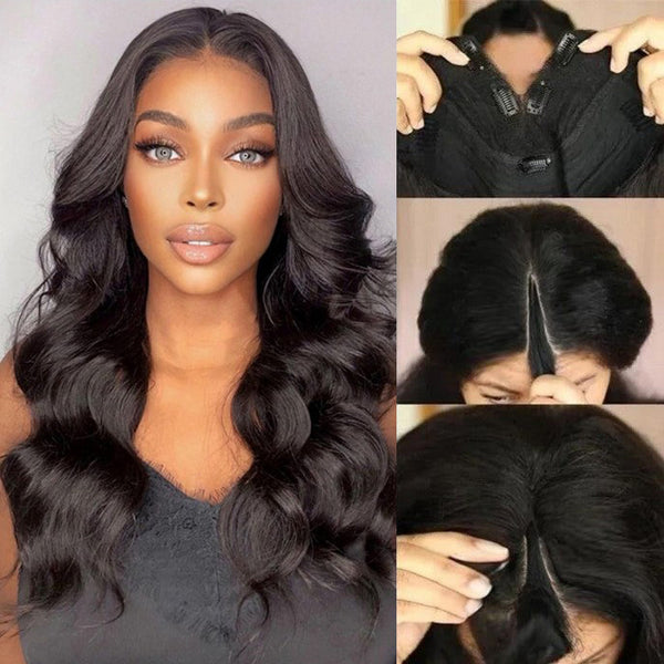 Sunber Body Wave New V Part Wigs No Leave Out Glueless Upgrade U Part Wigs