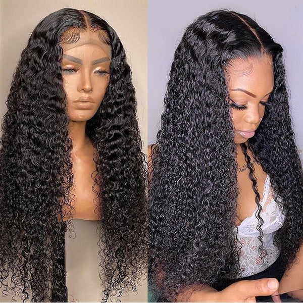 Sunber Full Curly Lace Closure Wigs Pre-Plucked Hairline Human Hair Wigs 180% Density