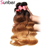 Sunber Hair Peruvian Ombre T1B/4/27 Color Body Wave Hair Weave 3 Bundle Hair Extensions