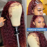 $100 Off Sunber Jerry Curly 99J Red Burgundy Lace Closure Wig Lace Front Human Hair Wigs