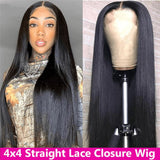 【18inch=$96】Sunber Silk Straight Invisible Lace Closure Wig 4 By 4 lace Wigs 200% Density Human Hair Wigs Flash Sale