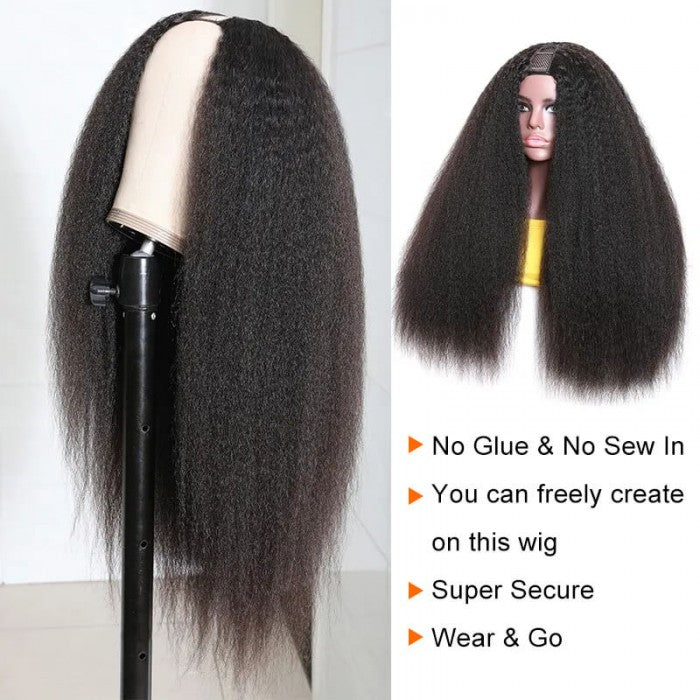 BOGO Sunber Full And Thick Kinky Straight U Part Wig Upgrade V Part Wig Glueless Human Hair Wigs