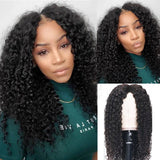 Sunber Effortless To Put On Curly V Part Wig Human Hair No Leave Out Glueless Wigs Flash Sale