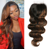 Sunber 1 Pc Shadow Root Highlight Balayage Color Body Wave 4*4 Lace Closure