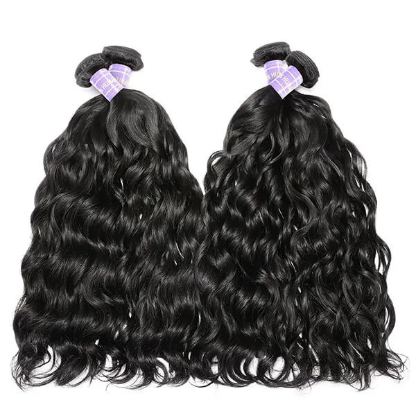 Sunber Natural Black  4Bundles Human Hair Weaves With  Natural Wave Hair