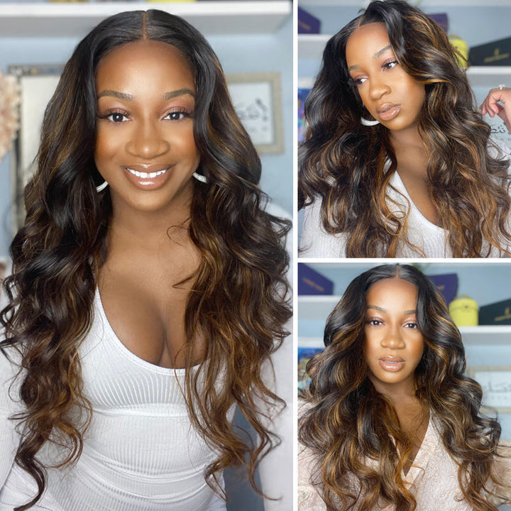 Sunber $100 Off Balayage Highlight 13x5 T Part Lace Front Wig Body Wave Wigs