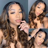 【18”=$79】Sunber Balayage Highlight 13 By 4 Lace Front Wigs With Dark Roots T Part Lace Front Wig 180% Density Flash Sale