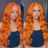 BOGO Sunber Ginger Orange Body Wave Lace Part Wigs Pre-Plucked Human Hair Cinnamon Color Wigs