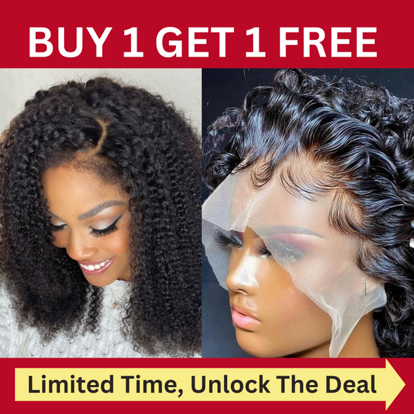 Sunber Flash Sale 2 Wigs Kinky Curly Wigs Skin Melt Lace Front Wigs And Pixie Cut Water Wave Wig