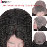 Sunber Hair Bohemian Kinky Curly Lace Front Human Hair Wigs 13x4 Brazilian Pre-plucked Bohemian Lace Wigs 150% Density