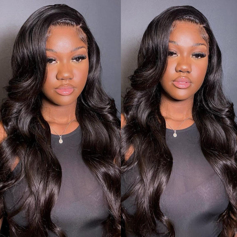 Sunber 9A Grade 13 by 4 Transparent Lace Frontal Wigs With Baby Hair Pre Plucked Body Wave Human Hair Wigs 150% Density