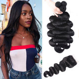 Sunber Malaysian Body Wave 3 Bundles Weaves with 4x4 Lace Closure Affordable Remy Human Hair