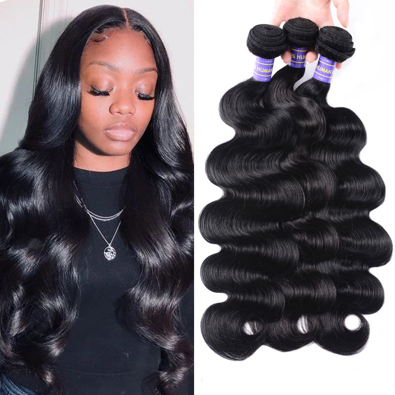 Sunber Hair Remy Human Hair Malaysian Body Wave Hair 3 Bundles 100% Unprocessed Human Hair Weave for Black