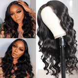 Sunber 4x4 Hand Tied Lace Part Body Wave Realistic Human Hair Wigs 150% Density