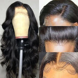 Sunber Hair Natural Hairline Pre Plucked Body Wave Human Hair Wig Lace Front Wig 150% Density