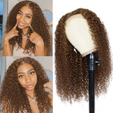 Sunber Dark Brown Jerry Curly Lace Part Wigs Chocolate Color Human Hair Wigs