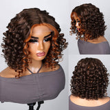 Sunber Curly Lace Part Wig With Bangs
