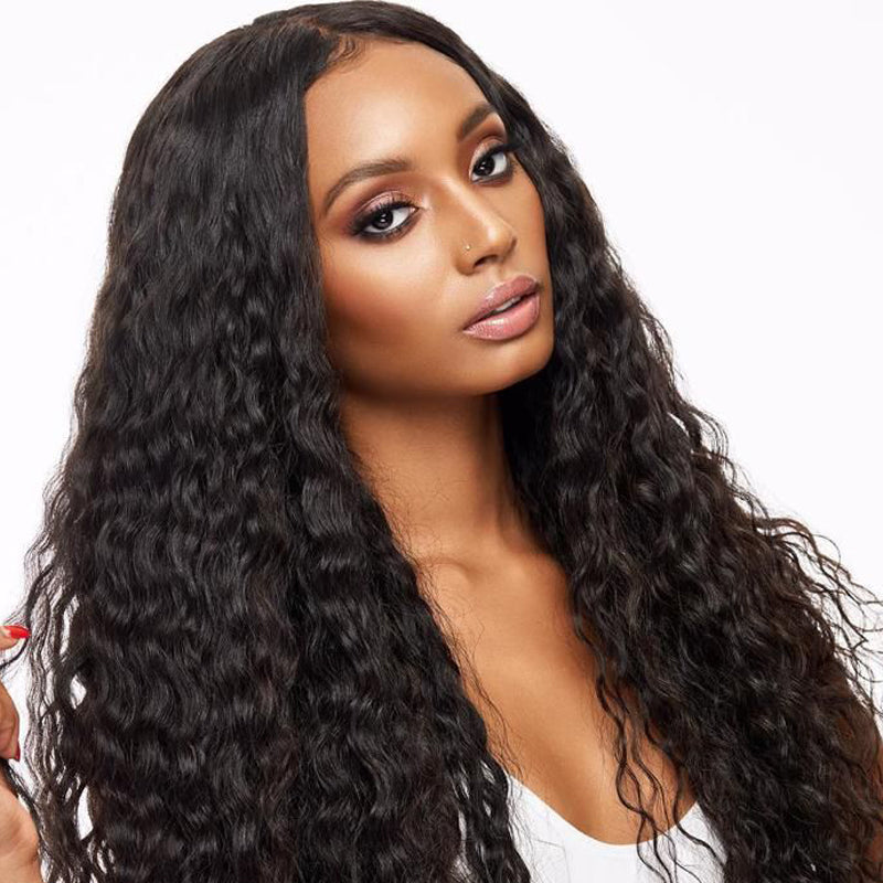 Sunber Deep Wave 4 Bundles Human Hair Weave With 4x4 Lace Closure Free Part