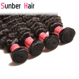 Brazilian Virgin Deep Wave Hair 3 Bundles With  4"*4" Lace Closure, 100% Human Hair - Sunberhair