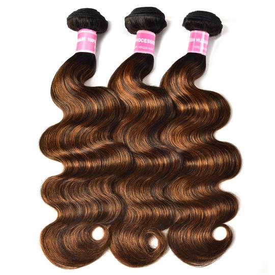 Sunber Flash Sale For Brown Balayage Highlight Color Body Wave/ Straight 3 Bundles