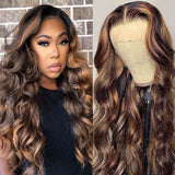 Sunber Trendiest Ombre Highlight Color #1B/30 Balayage Blonde Human Hair Lace Front Wigs