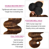 Sunber  Highlight Balayage Color Body Wave 3 Bundles Weaves with 4x4 Lace Closure Virgin Human Hair