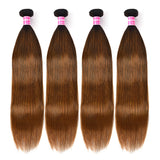 Sunber Ombre Dark Roots Balayage Color Silk Straight Human Hair Weaves 3 Bundles Deal