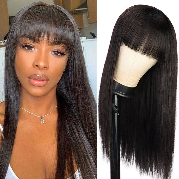 Sunber 13 By 4 Transparent Lace Front Human Hair Wigs With Bangs Real Human Hair