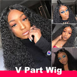 Flash Sale Sunber Effortless To Put On Curly V Part Wig Small Cap Human Hair Wig No Leave Out Glueless Upgrade U Part Wigs