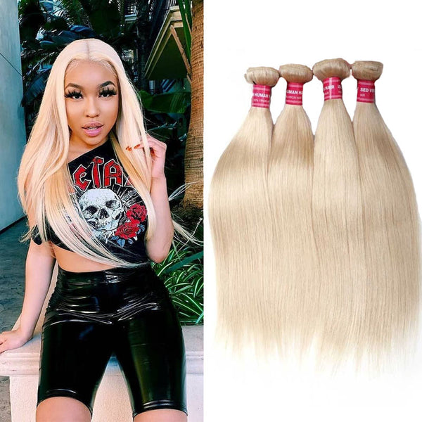 Sunber Hair Blonde 613 Hair Weave 4 Bundles Straight Hair Virgin Human Hair Weft