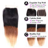 Ombré Hair T1b/4/27 Straight Human Hair 3 Bundles with Lace Closure - Sunberhair