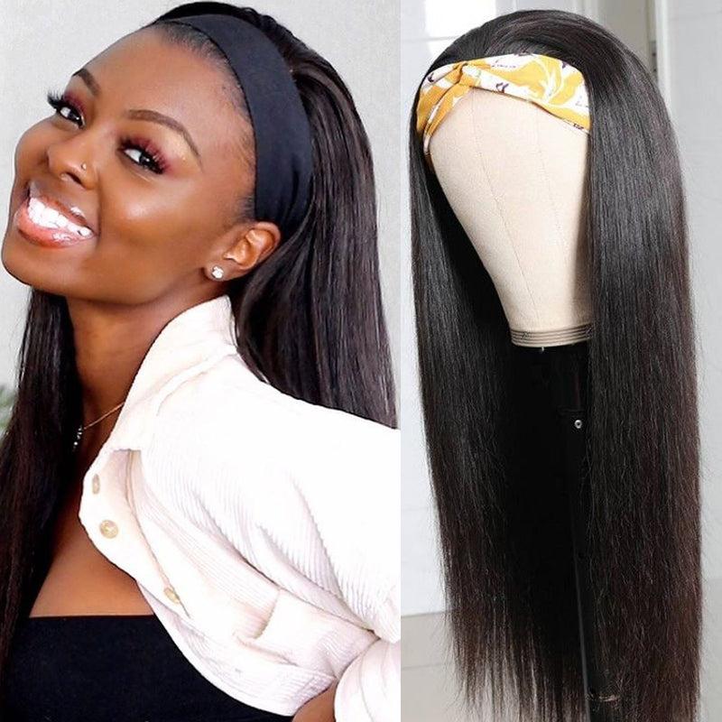 Sunber No Glue No Sew In Long Straight Glueless Headband Wig Human Hair With More Natural Hairline