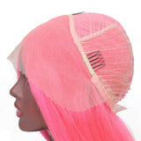 Sunber Short Pink Bob Wig 13*4 Lace Front Remy Human Hair Wig Baby Hair