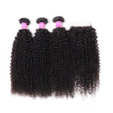 Sunber Hair Brazilian Kinky Curly Hair 3 Bundles With 4*4 Lace Closure 100% Human Hair