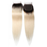 Sunber 1 Pc 1B/613 Color Human Hair Lace Closure 4*4 Straight Hair Closure