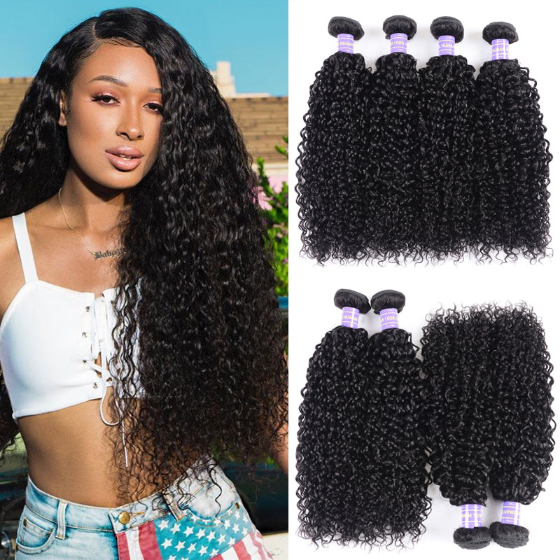 Sunber Malaysian 4 Curly Hair Bundles Weaves-New Remy Human Hair Bundles