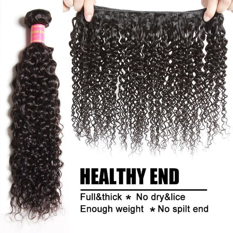 Malaysian Curly Hair 4 Bundles with 1pcs Lace Closure, 100% Peruvian Human Hair Weave - Sunberhair