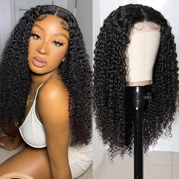Sunber Bouncy Jerry Curly Hand Tied Lace Part Wigs 150% Density
