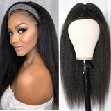 Sunber High-Quality Kinky Straight Human Hair Half Wigs For Women Glueless Wigs with Random Gift Headband