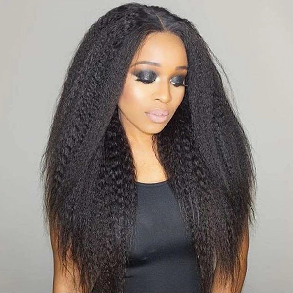 Sunber  Kinky Straight 13*4 Lace frontal Wigs 180% Density Human Hair Wigs