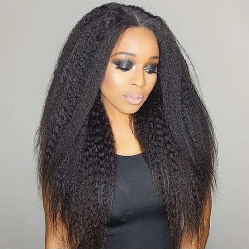 Sunber  Kinky Straight 13*4 Lace frontal Wigs 180% Density Human Hair Wigs