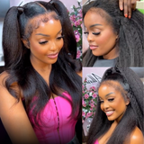 Sunber $100 Off 4C Kinky Edge 13X4 Kinky Straight Lace Front Human Hair Wigs And Lace Part Yaki Straight Wigs With Baby Hair