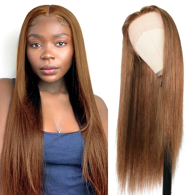 Sunber Bone Straight Ginger Brown Color 13*4 Lace Front Human Hair Wigs