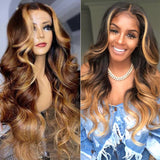 Flash Sale Sunber Face Framing Highlight Loose Wave T Part Lace Human Hair Wigs With Baby Hair 150% Density