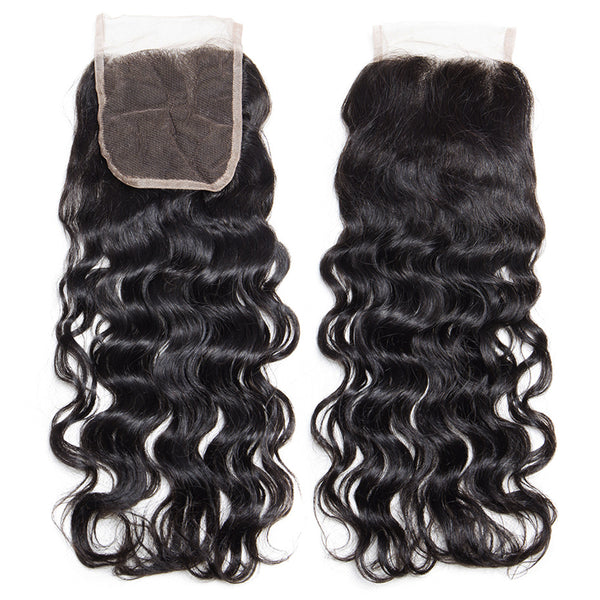 Virgin Natural Wave Hair 4x4 Free Part Swiss Lace Closure, 1pcs. Malaysian/Brazilian/Peruvian Hair - Sunberhair