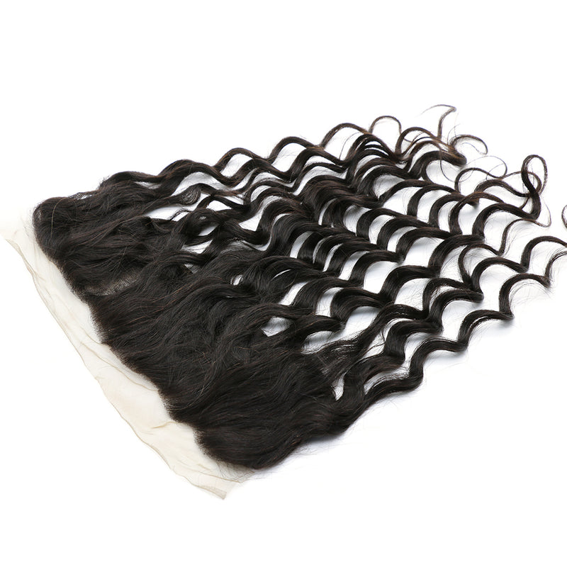 Peruvian Virgin Natural Wave Hair 3 Bundles with Lace Frontal, 100% Human Virgin Hair - Sunberhair